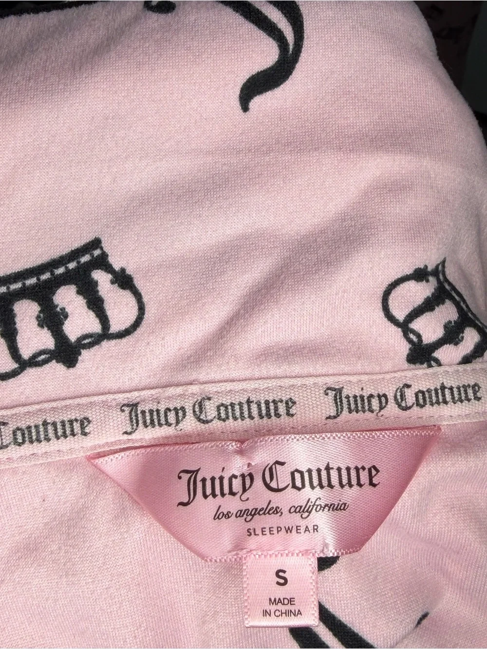 Juicy Couture Pink Logo Short-Sleeve Pajama Set with Black Trim